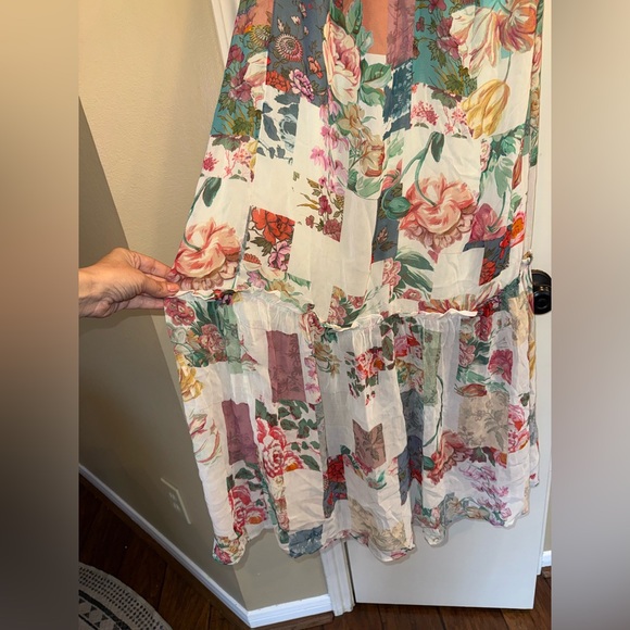 Anthropologie Patchwork Floral Midi Dress Boho Cottagecore XS -Medium Oversized - Picture 6 of 14